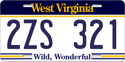 WV license plate 2ZS321