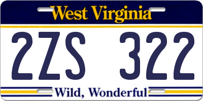 WV license plate 2ZS322
