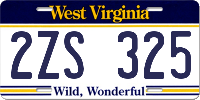 WV license plate 2ZS325