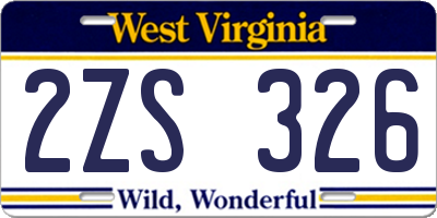 WV license plate 2ZS326