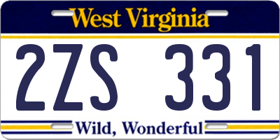 WV license plate 2ZS331