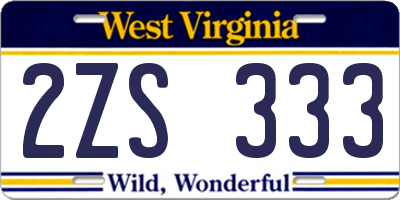 WV license plate 2ZS333