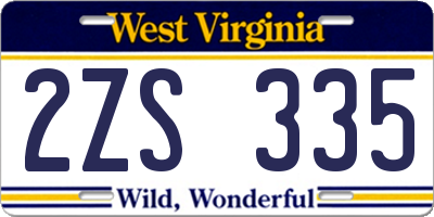 WV license plate 2ZS335