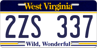 WV license plate 2ZS337