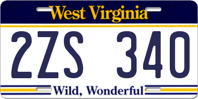 WV license plate 2ZS340