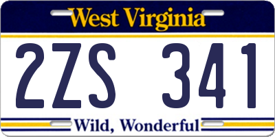 WV license plate 2ZS341