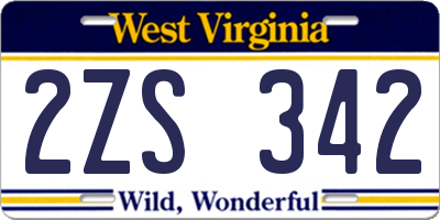 WV license plate 2ZS342