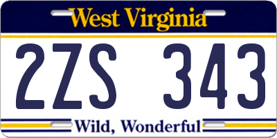WV license plate 2ZS343