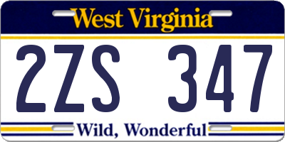 WV license plate 2ZS347