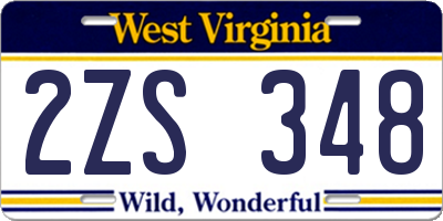 WV license plate 2ZS348