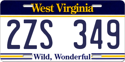 WV license plate 2ZS349