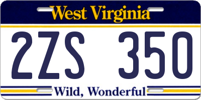 WV license plate 2ZS350