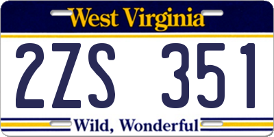 WV license plate 2ZS351