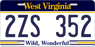 WV license plate 2ZS352