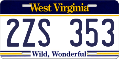 WV license plate 2ZS353