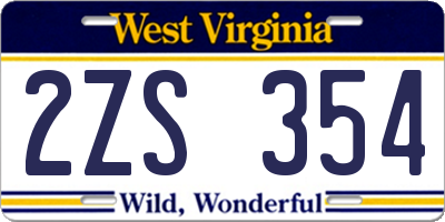 WV license plate 2ZS354