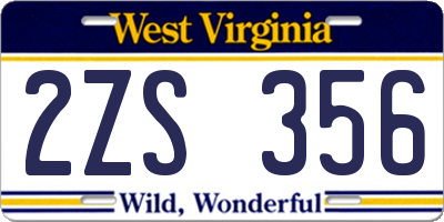WV license plate 2ZS356