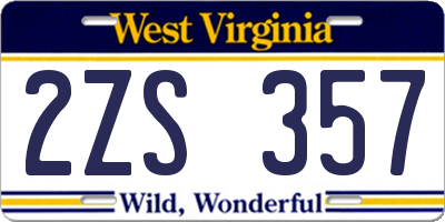 WV license plate 2ZS357