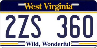 WV license plate 2ZS360