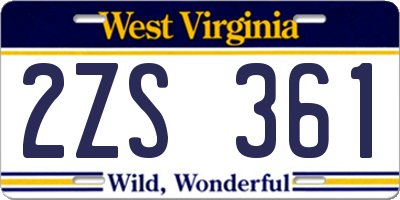 WV license plate 2ZS361