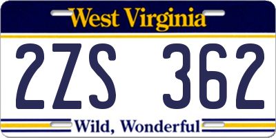 WV license plate 2ZS362