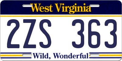 WV license plate 2ZS363