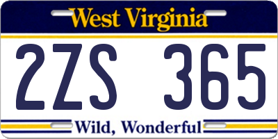 WV license plate 2ZS365
