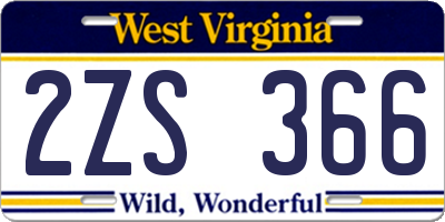 WV license plate 2ZS366