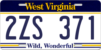 WV license plate 2ZS371