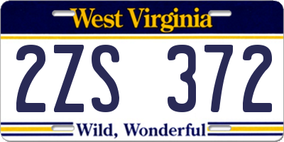 WV license plate 2ZS372