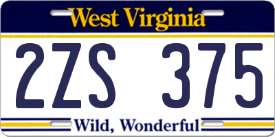 WV license plate 2ZS375