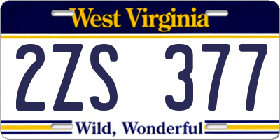 WV license plate 2ZS377