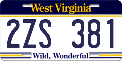 WV license plate 2ZS381