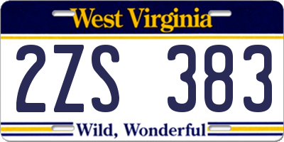 WV license plate 2ZS383