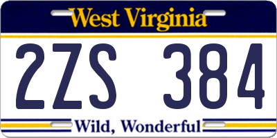 WV license plate 2ZS384
