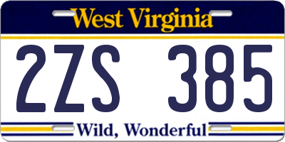 WV license plate 2ZS385