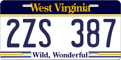 WV license plate 2ZS387