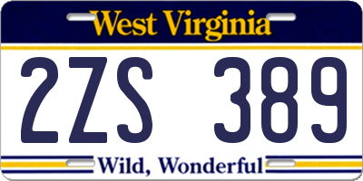WV license plate 2ZS389