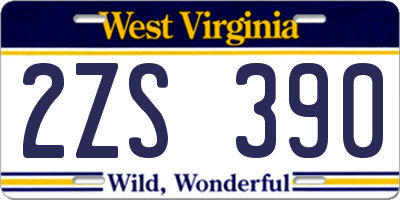 WV license plate 2ZS390