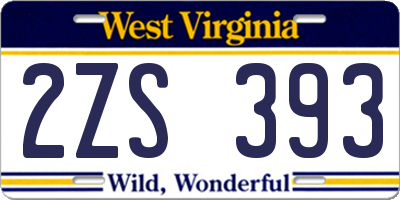 WV license plate 2ZS393