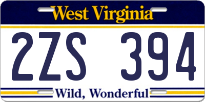WV license plate 2ZS394