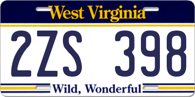 WV license plate 2ZS398