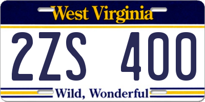 WV license plate 2ZS400