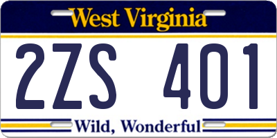 WV license plate 2ZS401