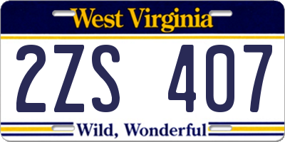 WV license plate 2ZS407