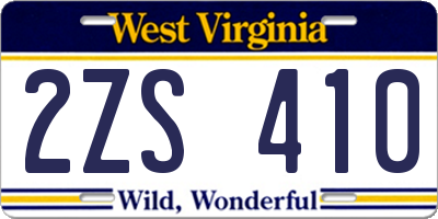 WV license plate 2ZS410