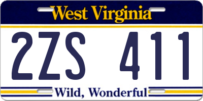 WV license plate 2ZS411