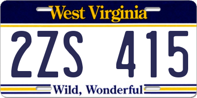 WV license plate 2ZS415