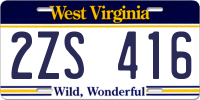 WV license plate 2ZS416