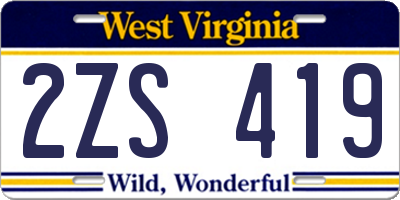 WV license plate 2ZS419